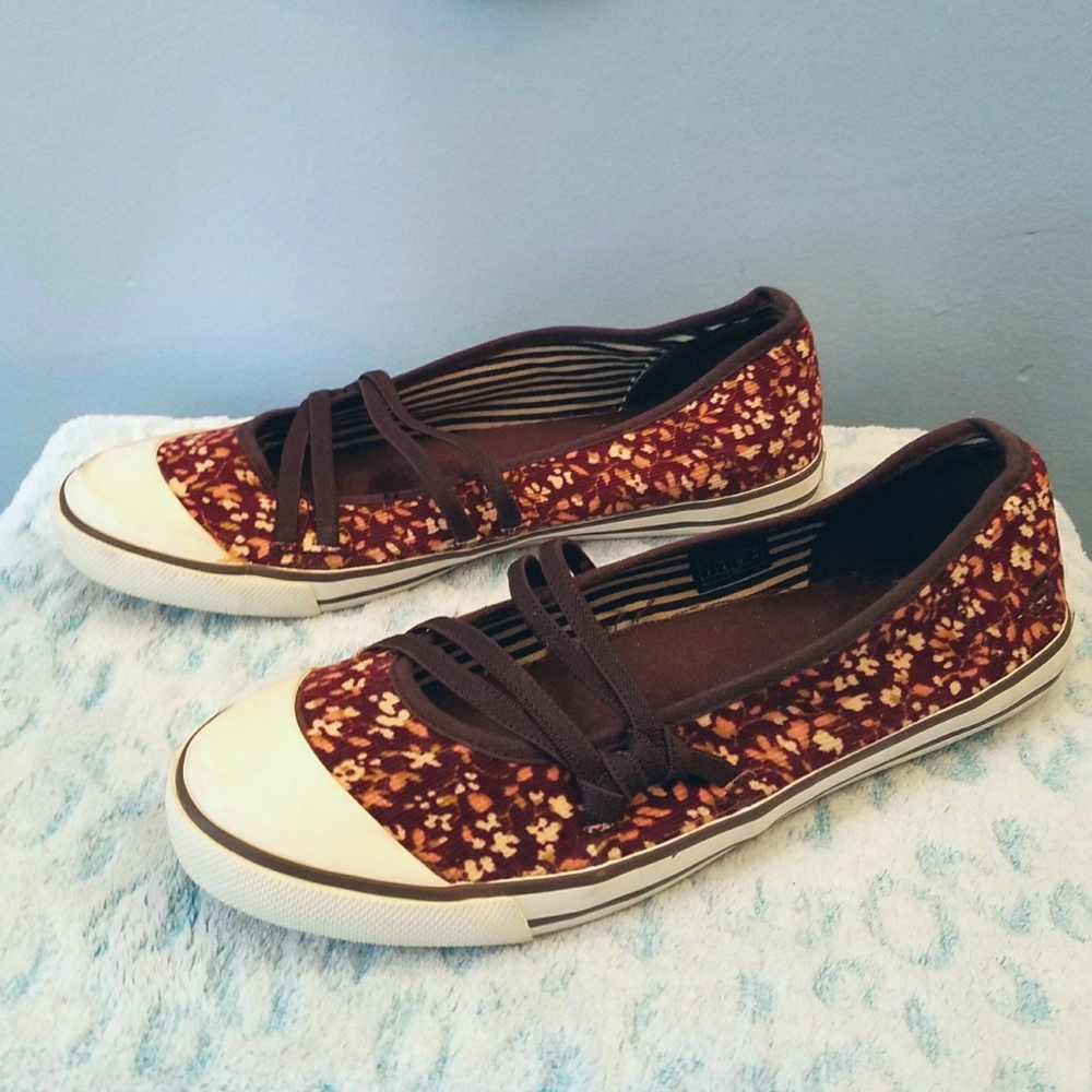 Skechers Floral Corduroy Strappy Flats